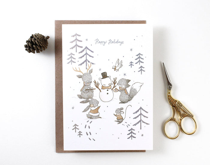 Christmas Card - Happy Holidays Snowbear - Holographic Foil Greeting Card (Special Discount)