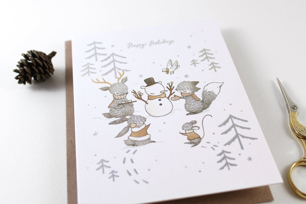 Christmas Card - Happy Holidays Snowbear - Holographic Foil Greeting Card (Special Discount)