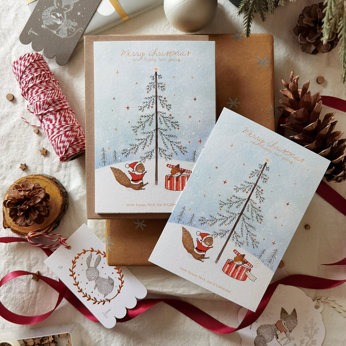 Personalised Christmas Holiday Notecard - Merry Christmas, Surprise Secret Santa