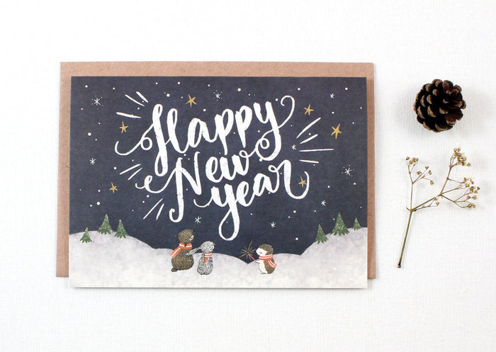 Holiday Card - Happy New Year, Starry Night - Greeting Card (Special Discount)