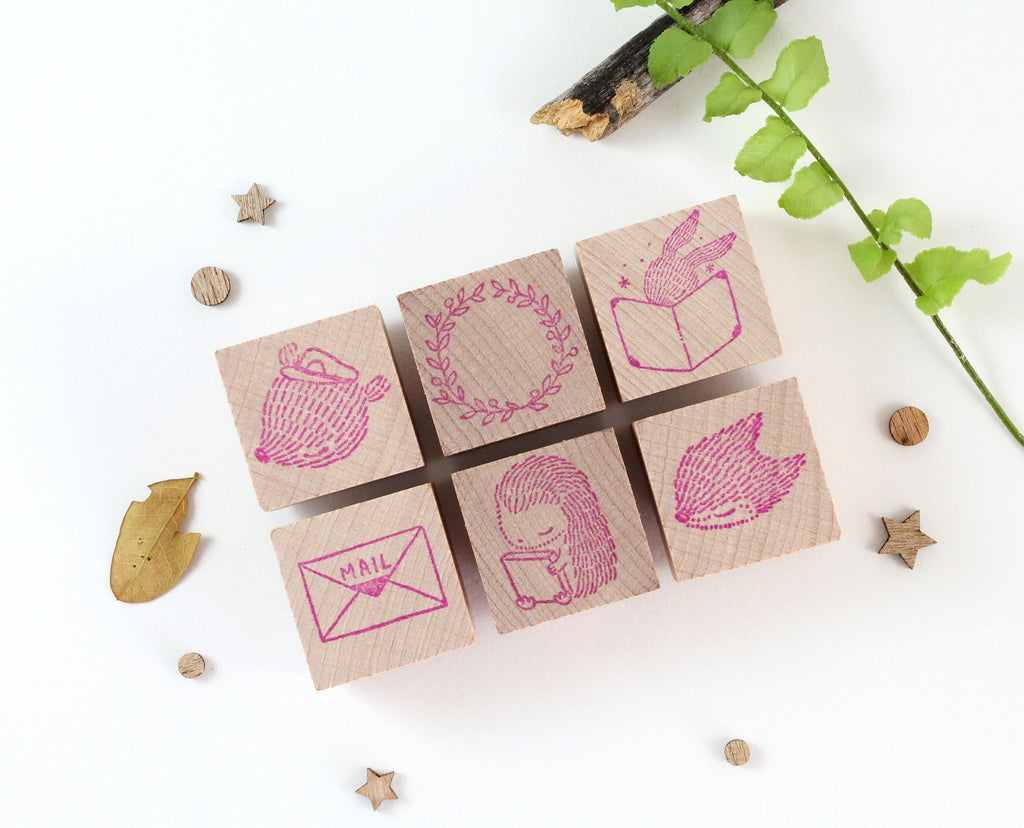 Whimsical Rubber Stamp - Forest Critters Set of 6