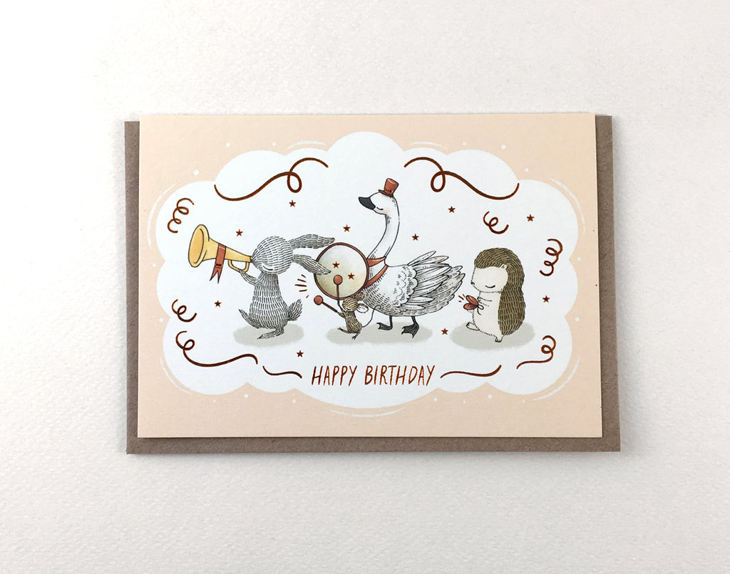 Happy Birthday, Animals on Parade - Copper Foil Greeting Card