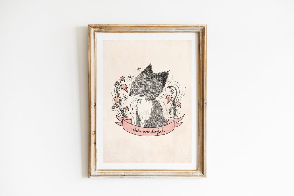 The Wonderful - Whimsical art print, featuring the wonderful little fox, brings a touch of whimsy and joy to any room.