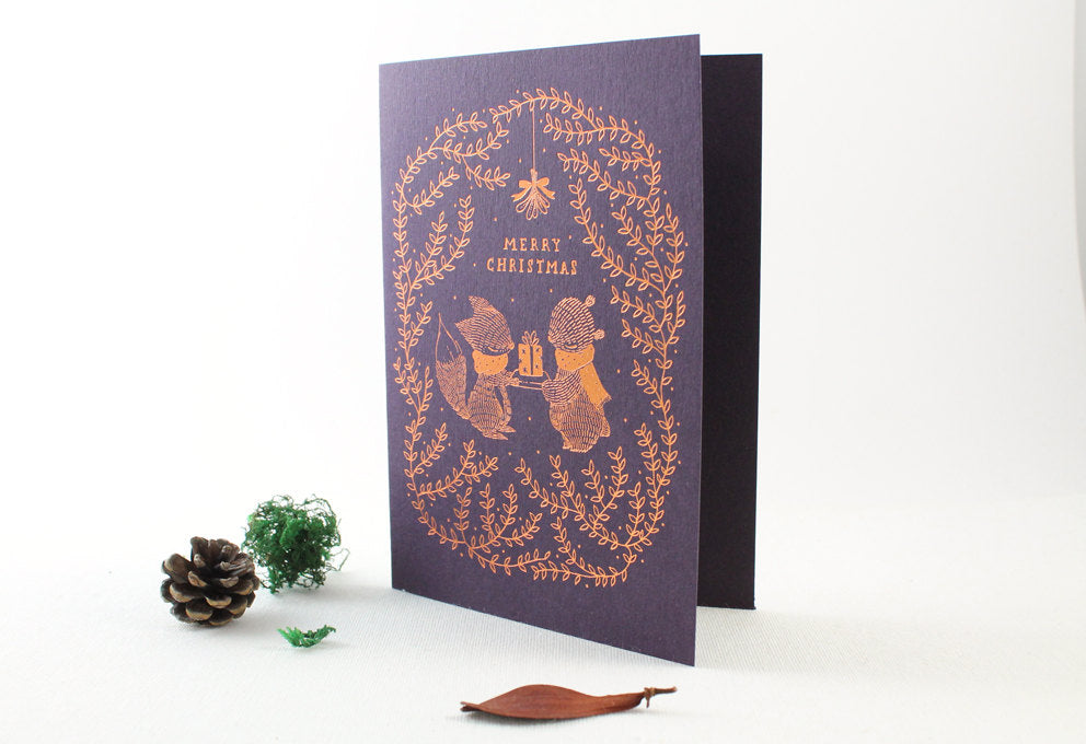 Christmas Card - Merry Christmas - Copper Foil Greeting Card