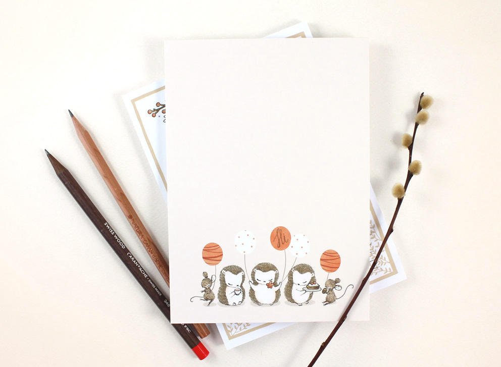 Notepad - Time for Tea Party, Hedgehogs