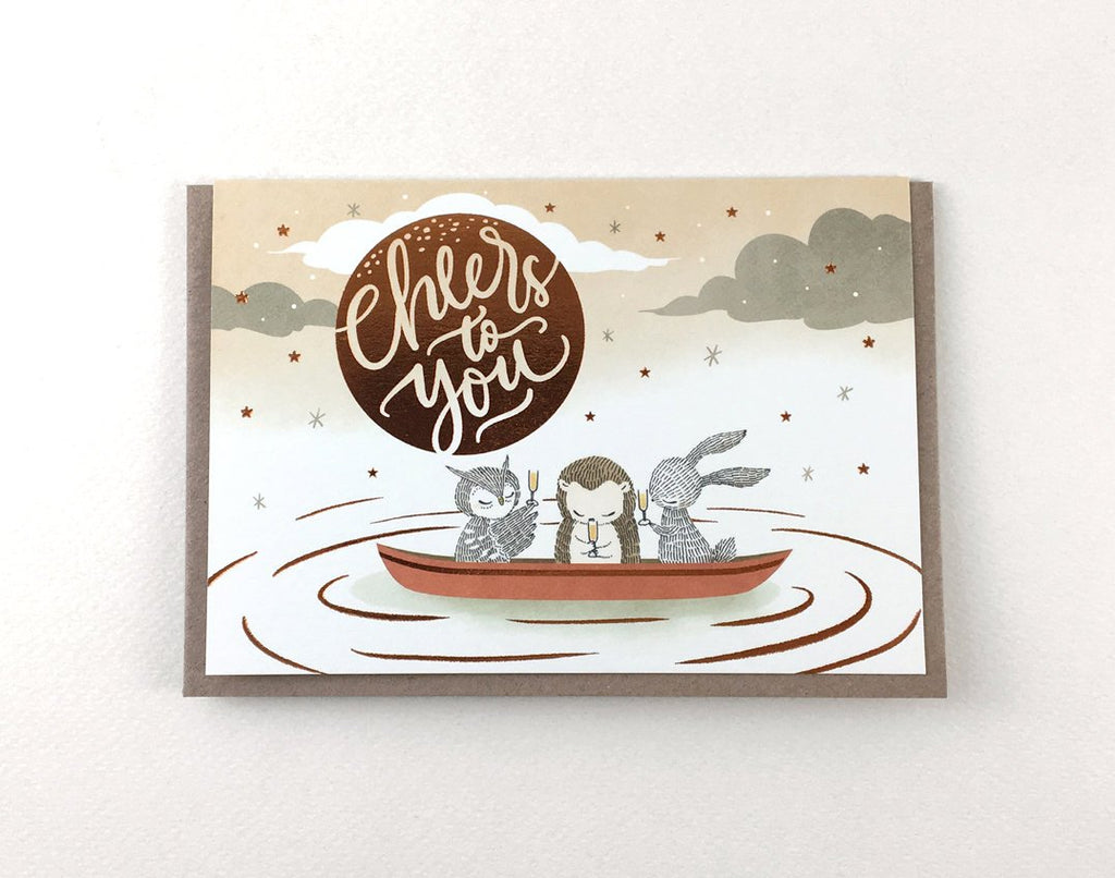 Cheers To You - Copper Foil Greeting Card