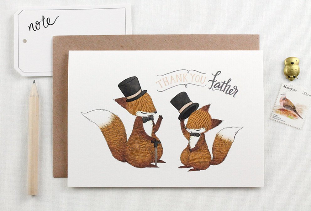 Father's Day Card -Father's Day Card - Thank You, Father Fox - Greeting Card