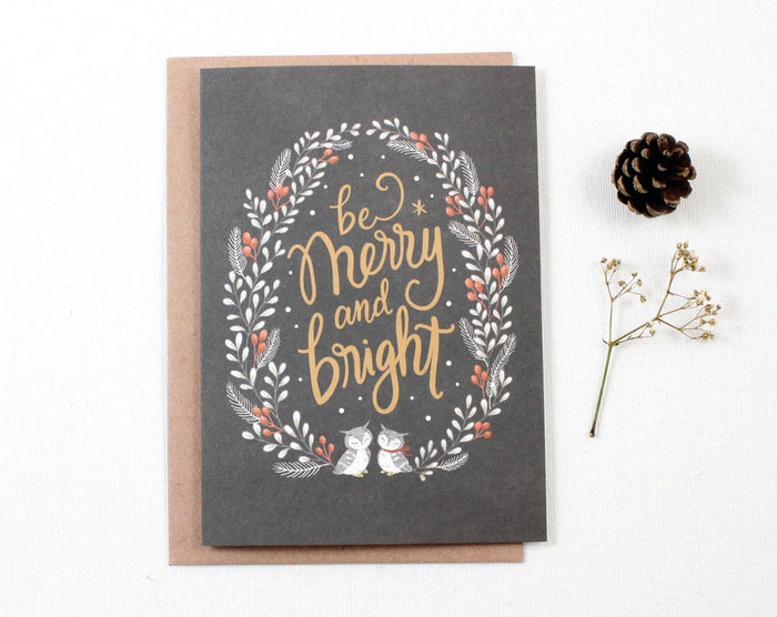 Christmas Card - Be Merry and Bright - Greeting Card