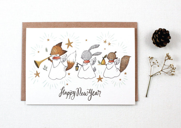 Holiday Card - Happy New Year Angels - Greeting Card